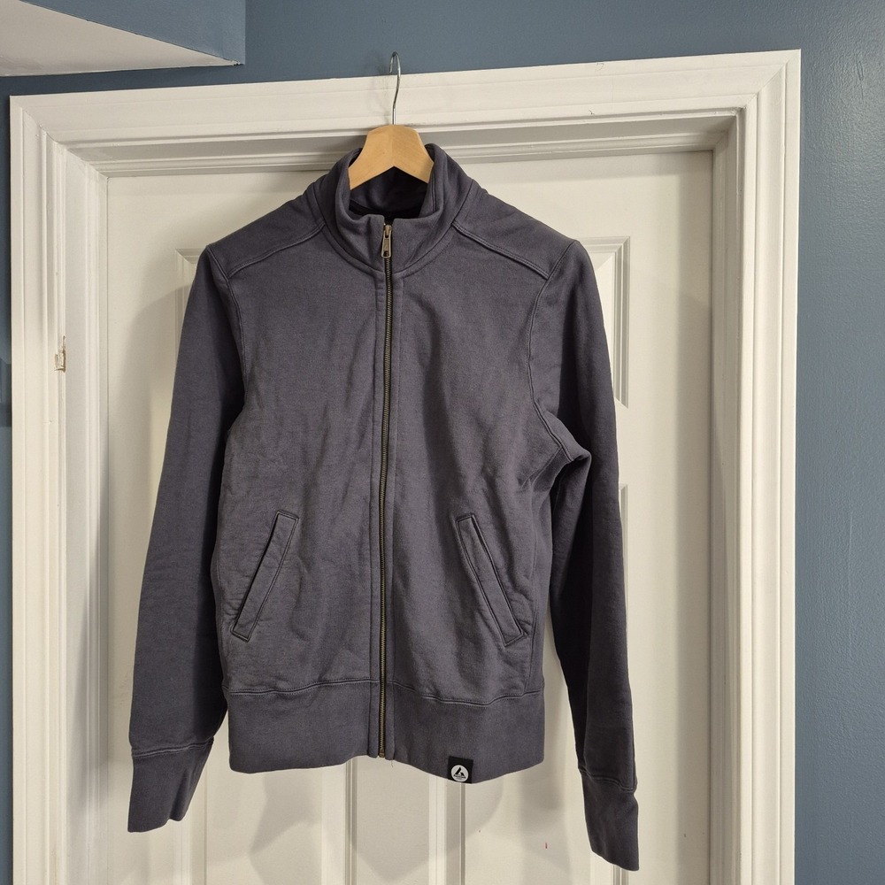 American Giant‎ Jacket Mens Medium Blue Gray Moto Slim Sweatshirt Full Zip Heavy
